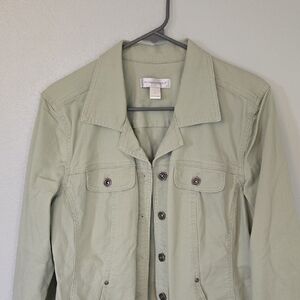 Christopher & Banks | Sage Green Denim Jacket Size Large